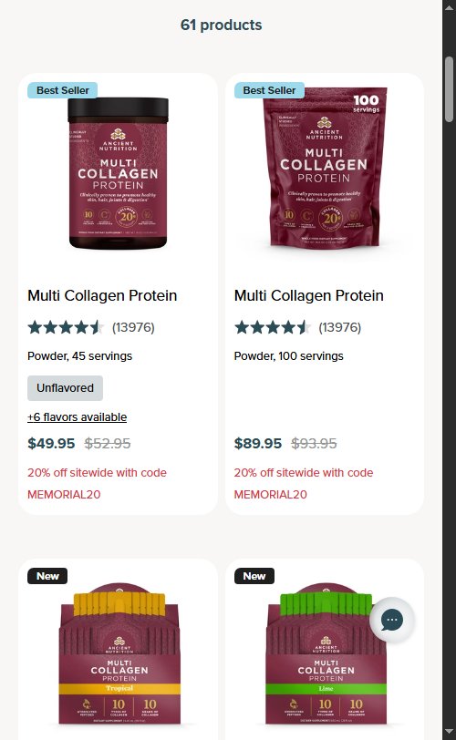 Ancient Nutrition â€” Collection (filter bar with concern and format facets)