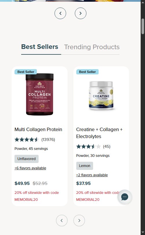 Ancient Nutrition â€” Navigation (Shop by Health Goal section)
