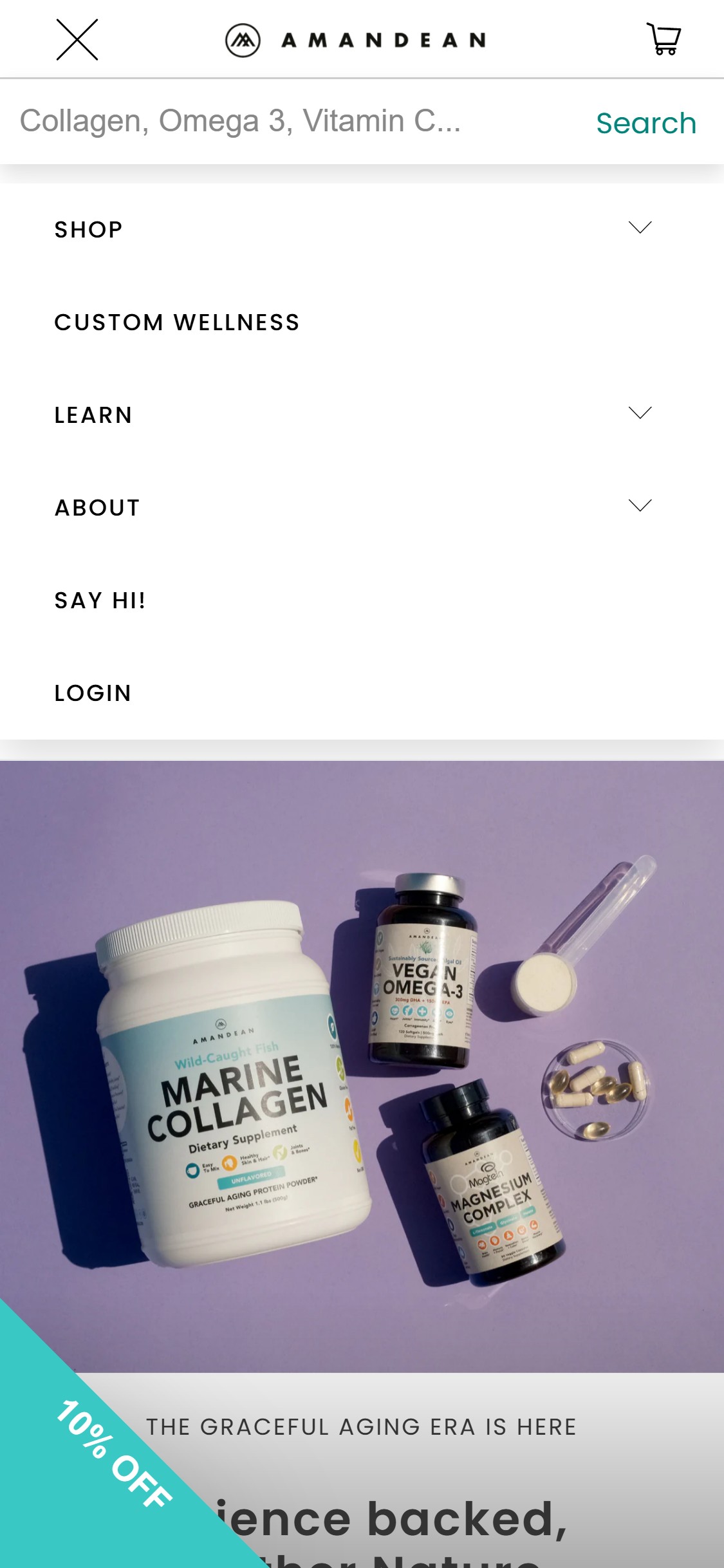 Amandean â€” Mobile navigation (category-based only)